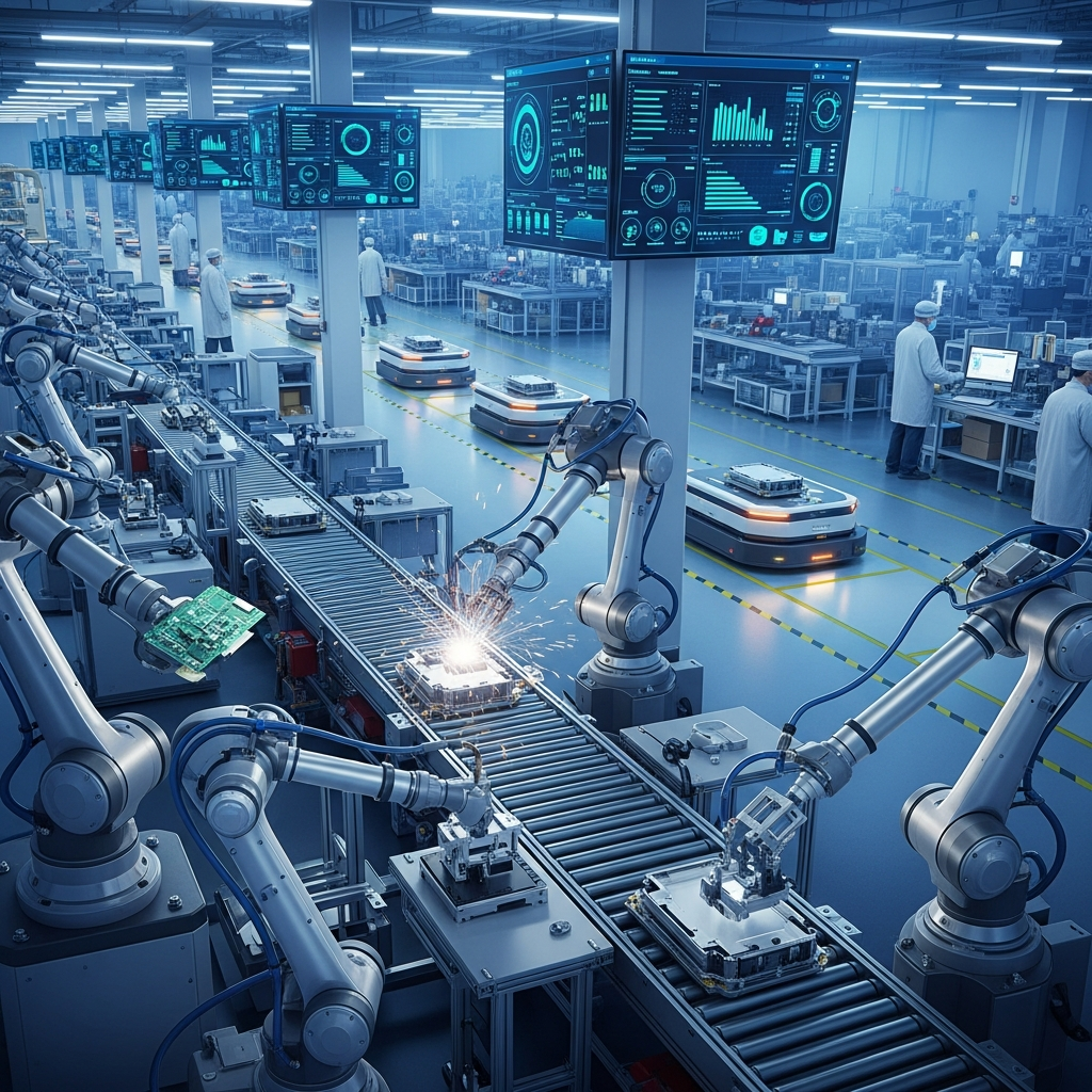 Fabbrica intelligente Industria 4.0 con automazione AI